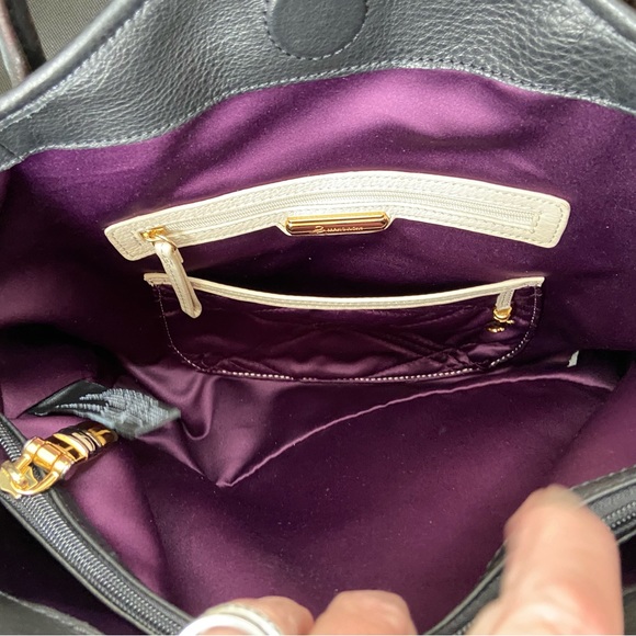 B MAKOWSKY LUXURY LEATHER CLASSICS Handbag Pewter Black New Never Used With Tags - Picture 9 of 15